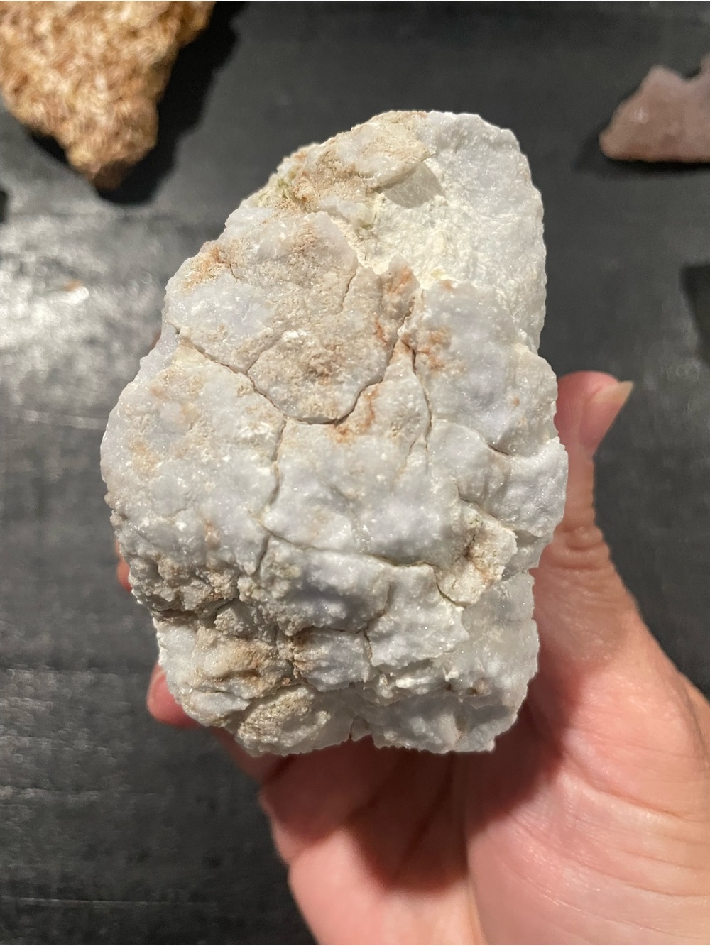 Raw angelite crystal. Natural crystal stone